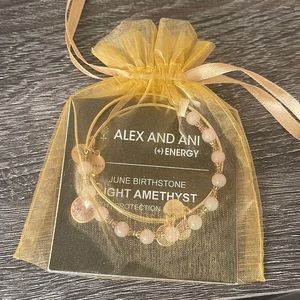 Alex and Ani Bangle Set (gold). Set of 2, June birth stone.